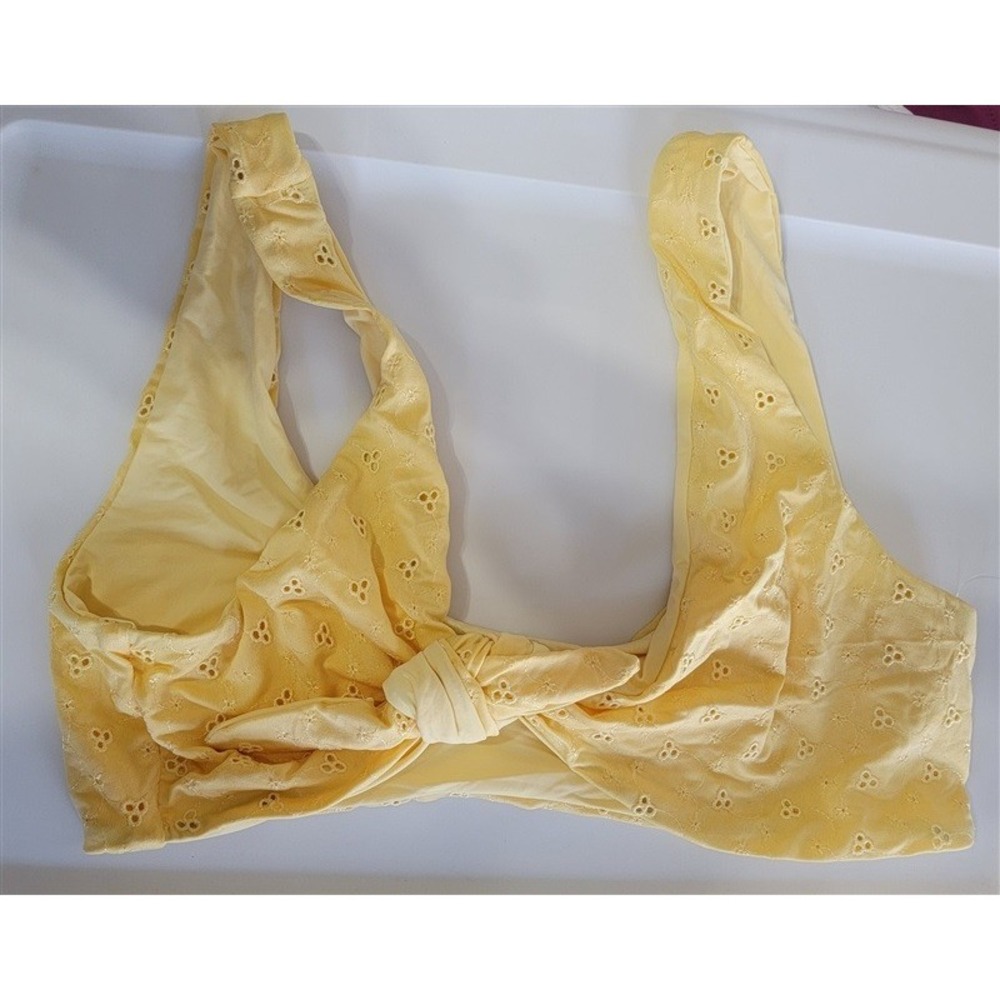 NWT Dippin' Daisy's 1X Muse Knotted Bikini Top Yellow Eyelet 115919 - Picture 2 of 5